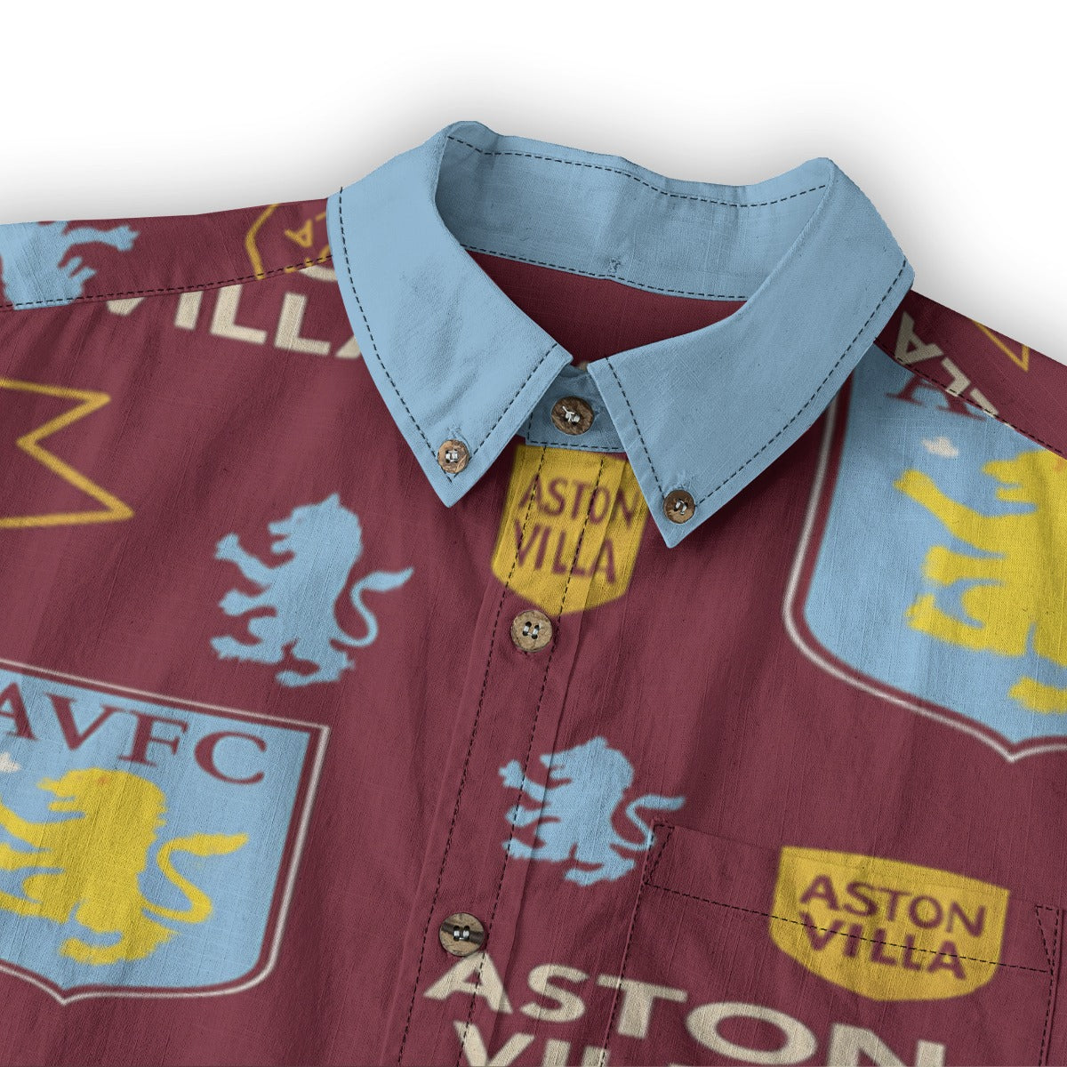 Aston Villa Men's Casual Lapel Long Sleeve Shirt|125GSM Cotton