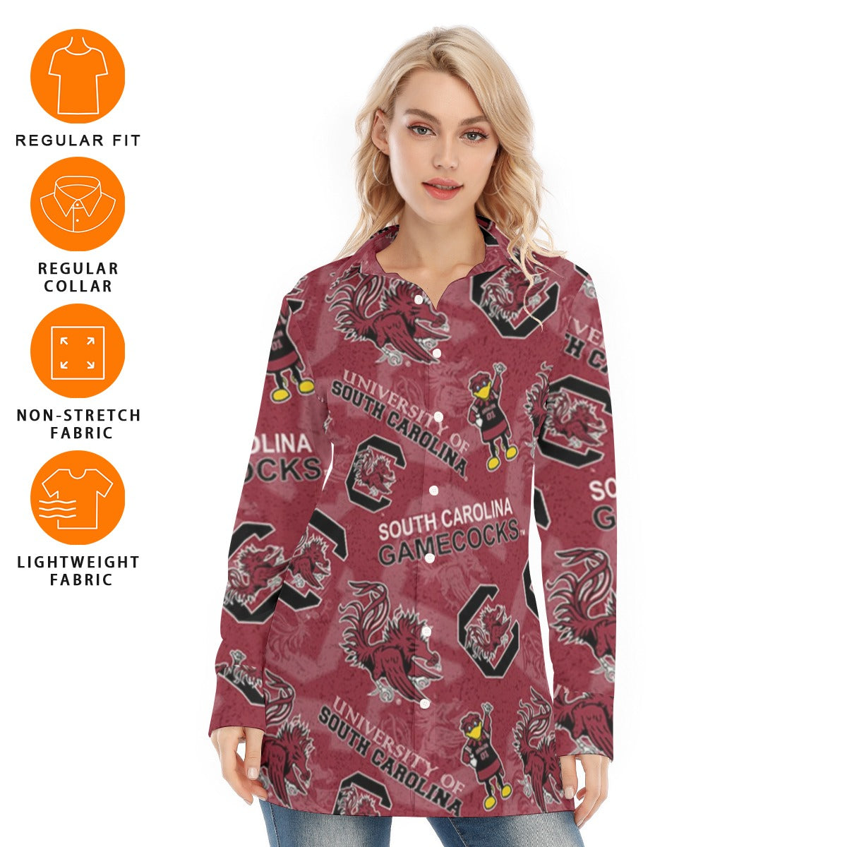 South Carolina Gamecocks Women's Long Shirt - college football fan gear varsity sportswear product image 6.0