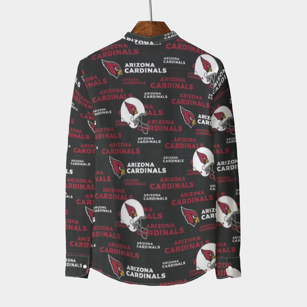 arizona-cardinals-mens-stand-collar-shirt-with-long-sleeve-110gsm-imitation-flax red white football outfit detail