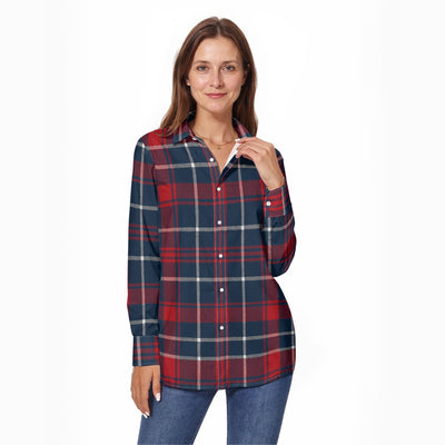 arizona wildcats tartan plaid navy red women's long sleeve shirt navy red tartan plaid game day fashion