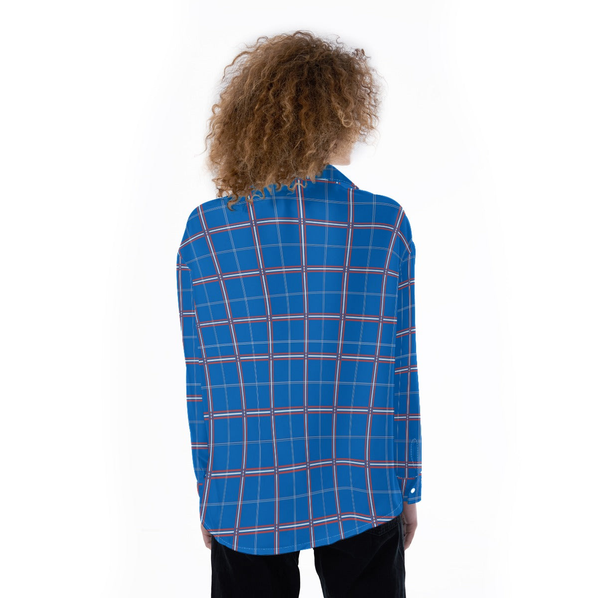 kansas jayhawks tartan plaid oversized button up women shirt women's satin shirt women tartan plaid game day fashion