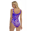 White Smoke All-Over Print Women's One-piece Swimsuit – Red Blue White Zebra Game Day Style