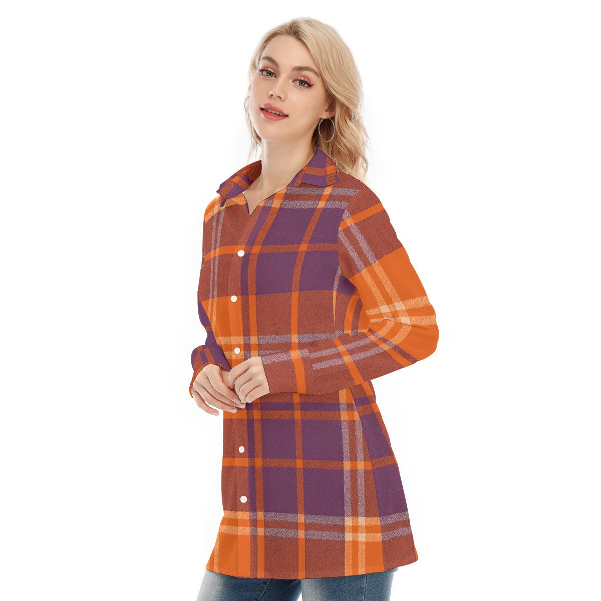 auburn tigers tartan plaid orange navy  women tartan plaid game day shirt