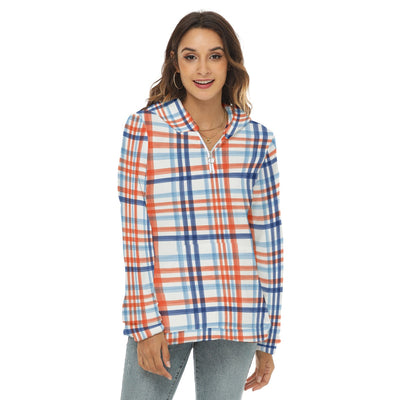 Florida - Gators tartan Plaid Women's Borg Fleece Hoodie With Half Zip - college football fan apparel sportswear product image 1.0