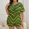Green Bay Football Yellow Green Women’s Soft-Touch Pajama Set With Shorts – Game Day Lounge Wear – nfl fan apparel, breathable comfort wear, image 1.0