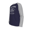 Dark Slate Gray New York Baseball Raglan Long Sleeve Shirt – Navy and Light Gray Varsity Athletic Tee Est. 1903