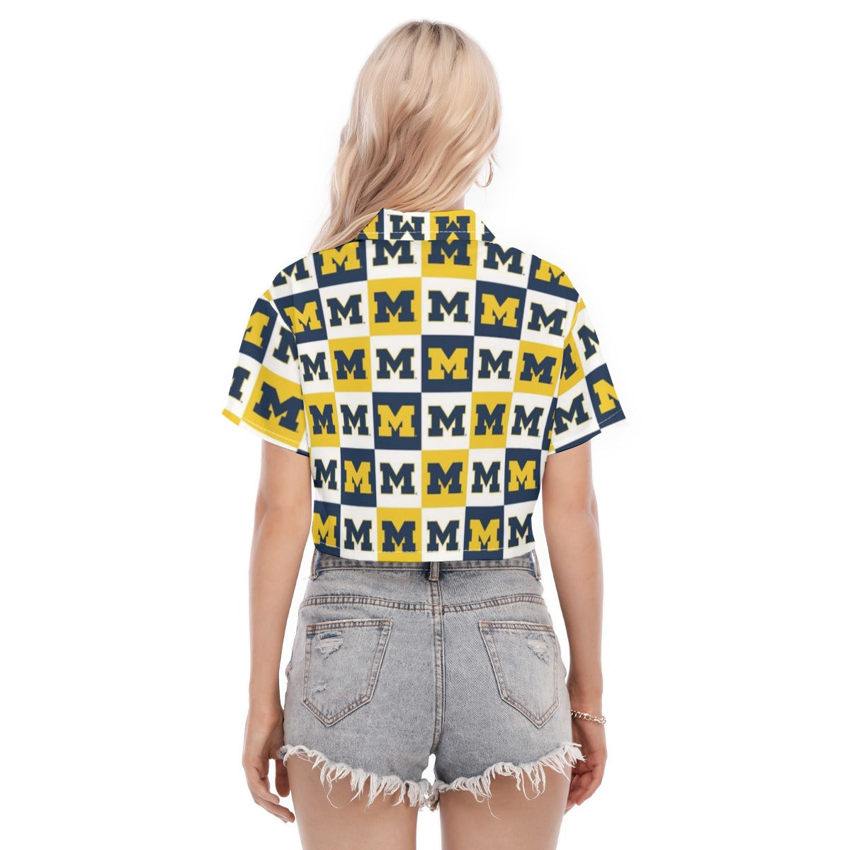 Michigan Wolverines Women's Cropped Shirt White varsity sports apparel