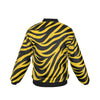 White Smoke Pittsburgh Football Yellow Black Zebra Bomber Jacket With Sleeve Pocket – Game Day Streetwear