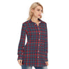 arizona wildcats tartan plaid navy red women's long shirt navy red tartan plaid game day fashion