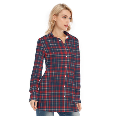 arizona wildcats tartan plaid navy red women's long shirt navy red tartan plaid game day fashion