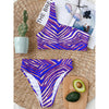 Rosy Brown Buffalo football Women’s Bikini with Single Shoulder – Red, Blue  White Zebra Game Day Style