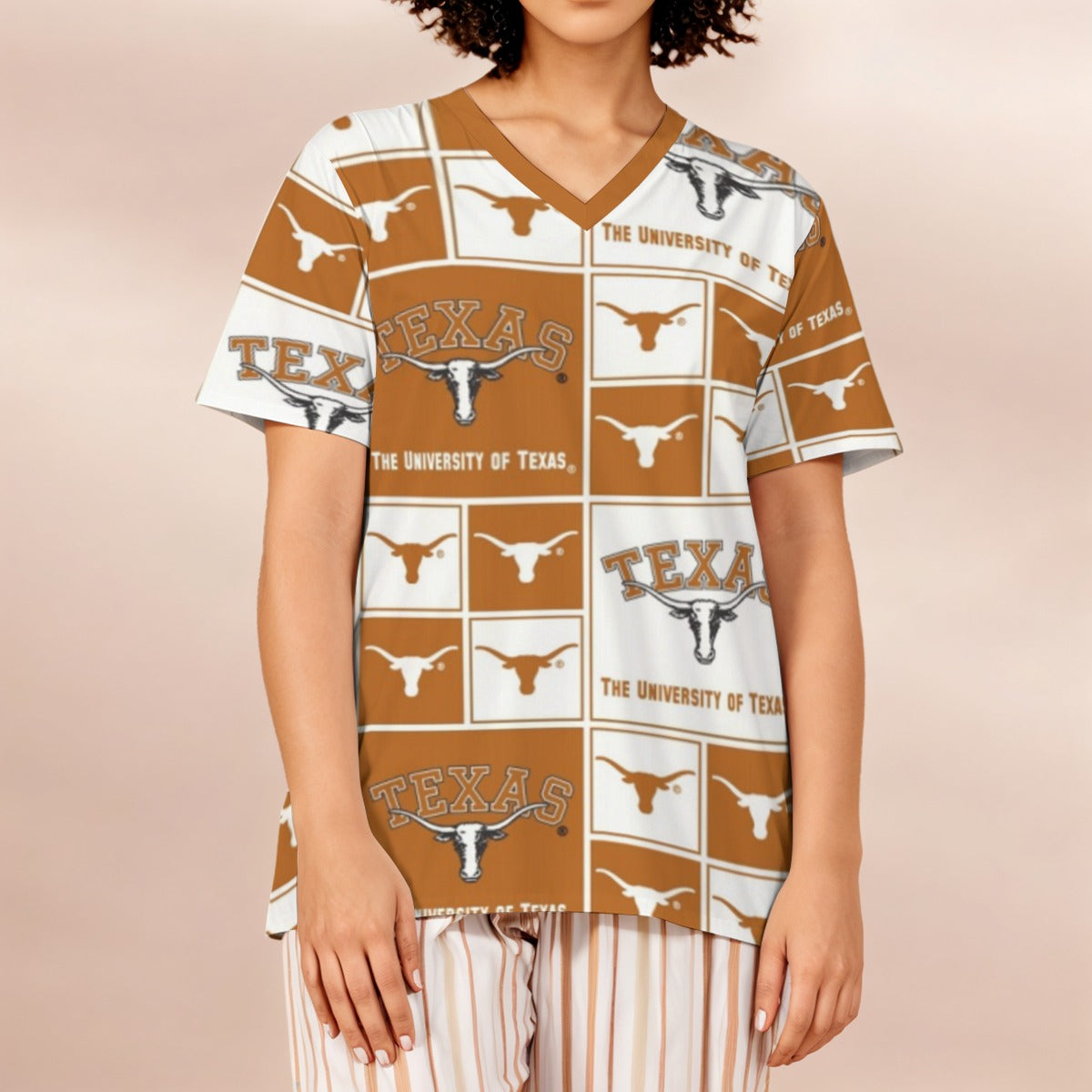 Texas at Austin - Longhorns Women's Loose V-Neck Short-Sleeve T-Shirt White varsity sports apparel