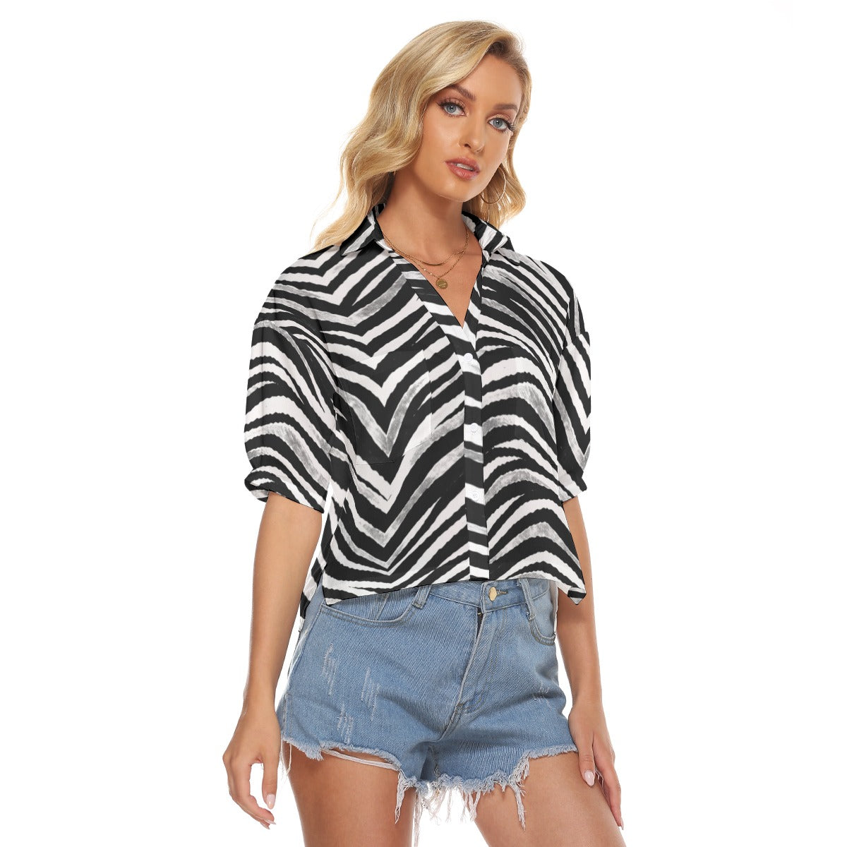 White Smoke Las Vegas Football Zebra Women’s V-Neck Shirt – Black and White Game Day Streetwear