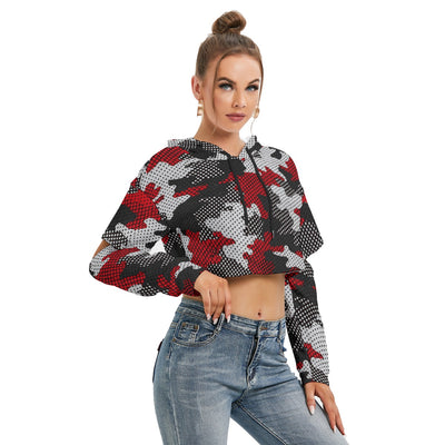 White Smoke Georgia Football college camo Women's Heavy Fleece Hoodie With Hollow Out Sleeve