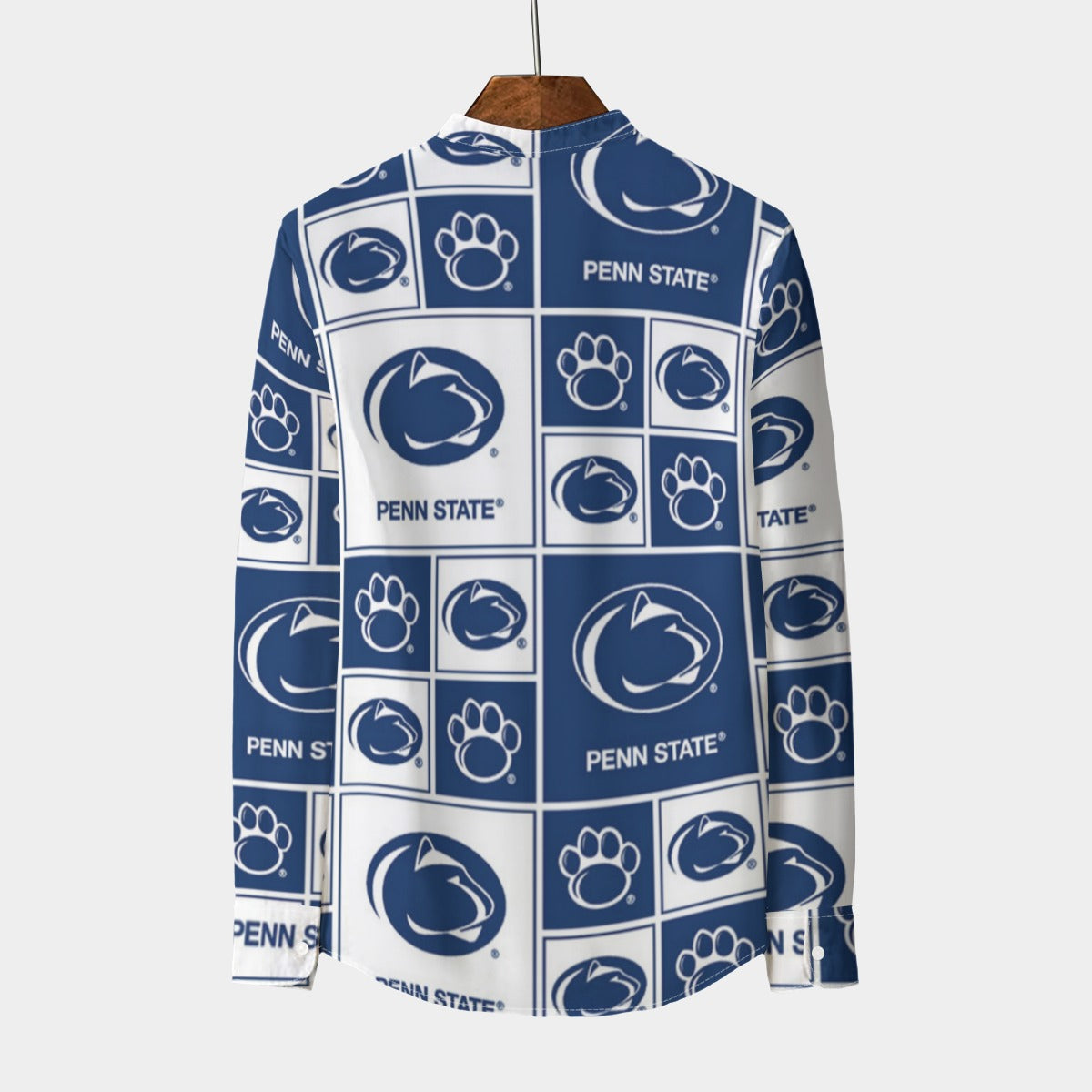 Penn State Nittany Lions Stand Collar Shirt With Long Sleeve|110GSM Imitation Flax White varsity sports apparel