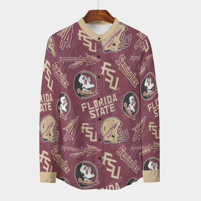 Florida State Seminoles Stand Collar Shirt With Long Sleeve|110GSM Imitation Flax - ACC football apparel varsity sportswear product image 1.0