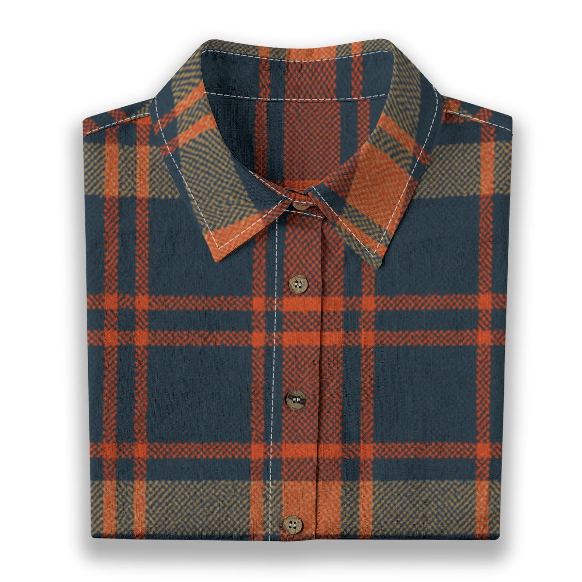 Auburn Tigers Tartan Plaid Navy Orange Women's Shirt | 125GSM Cotton streetwear fashion product image 4