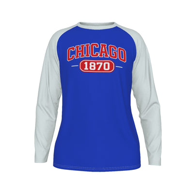 Chicago Long Sleeve Raglan Shirt – Vintage Varsity Athletic College Style Tee – fan gear, sportswear style, image 1.0