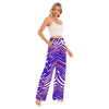 White Smoke Buffalo Zebra Football Women’s Waist Fungus Edge Wide-Leg Pants – Statement Game Day Streetwear