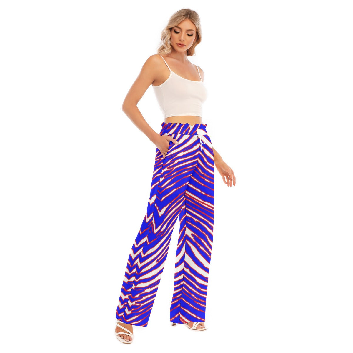 Buffalo Zebra Football Women’s Waist Fungus Edge Wide-Leg Pants – Statement Game Day Streetwear