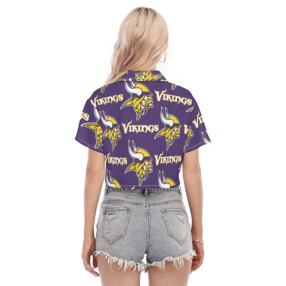minnesota-vikings-womens-cropped-shirt purple gold football outfit side view