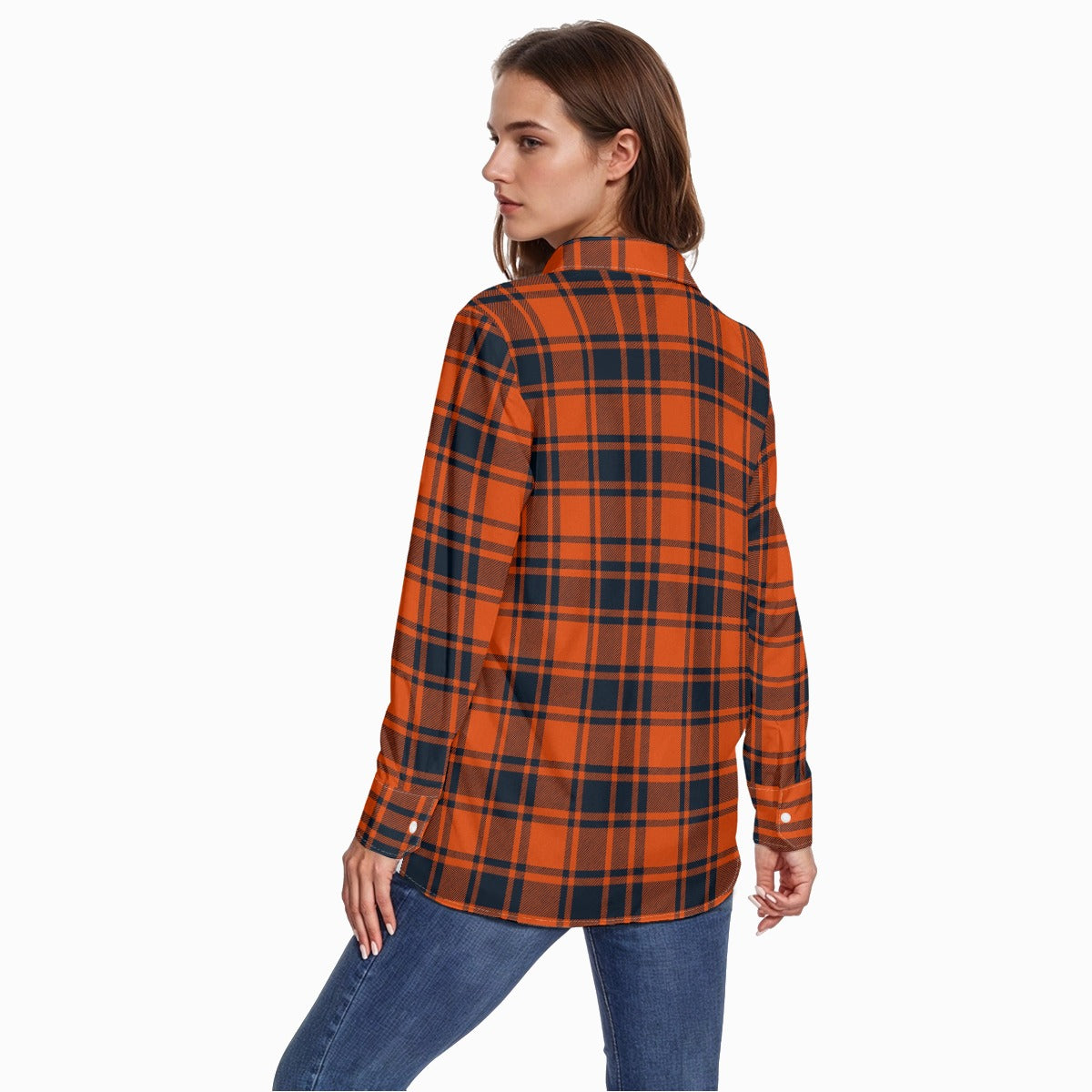 illinois fighting illini tartan plaid oversized button up women shirt women's comfort shirt with button|125gsm cotton women tartan plaid game day fashion