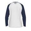 Lavender New York Baseball Raglan Long Sleeve Shirt – White and Navy Athletic Tee Est. 1903