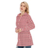 cincinnati bearcats tartan plaid oversized button up women shirt women's long shirt |115gsm cotton poplin women tartan plaid fashion