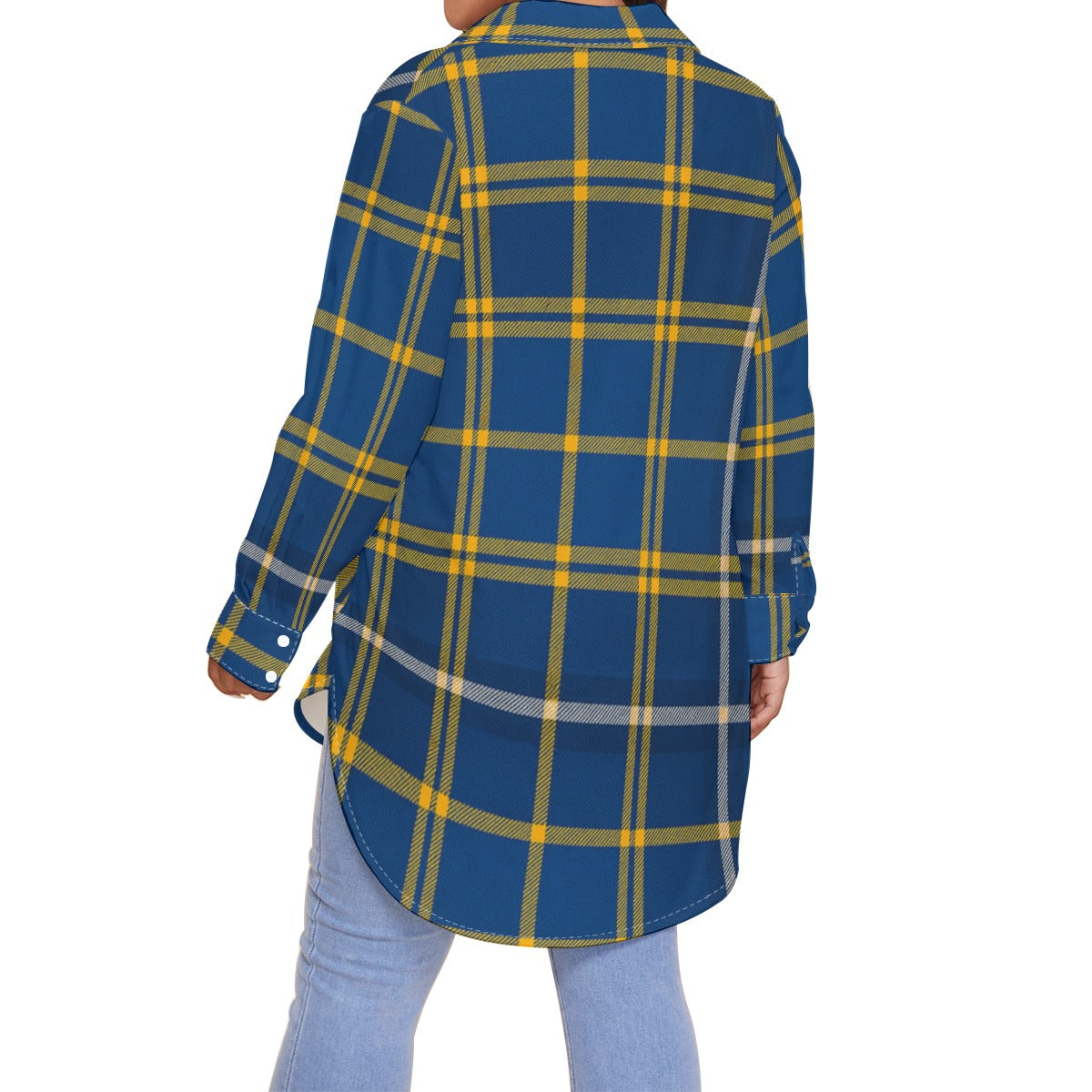 West Virginia Mountaineers Tartan Plaid Blue Gold Women's Shirt With Long Sleeve(Plus Size)