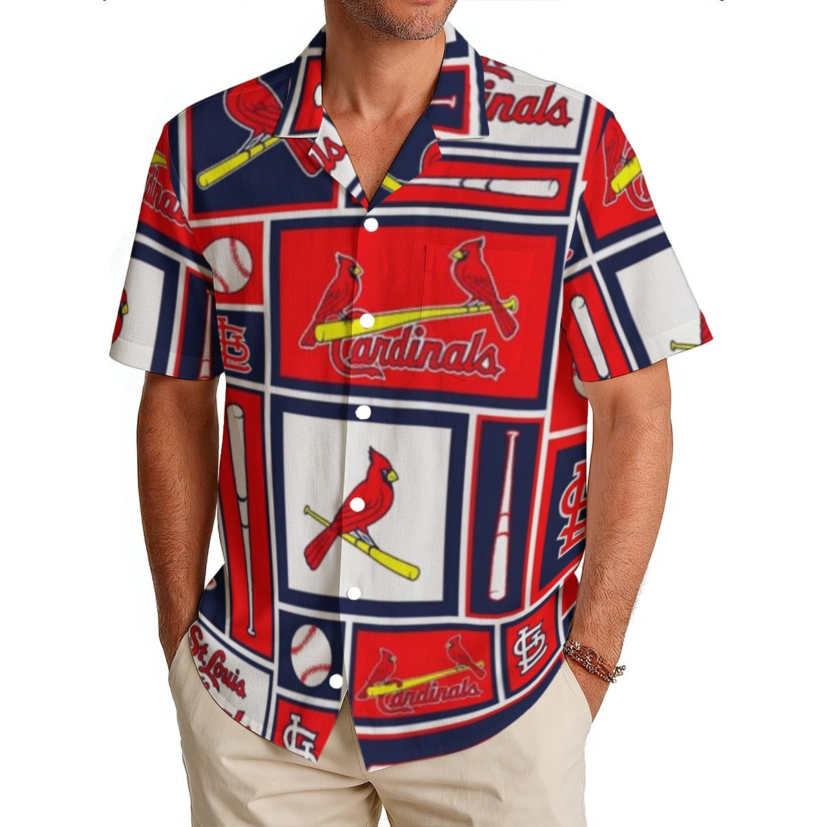 St. Louis Cardinals Men's Hawaiian Shirt|150GSM st louis cardinals baseball fan apparel game day outfit