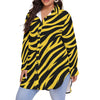 White Smoke Pittsburgh Football Yellow Black Zebra Women's Shirt With Long Sleeve(Plus Size)