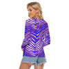 White Smoke Buffalo football  Women's Stretchable long Sleeve Top – Red Blue White Zebra Game Day Style