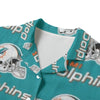 miami-dolphins-womens-hawaii-shirt-rayon aqua orange football outfit fabric close-up