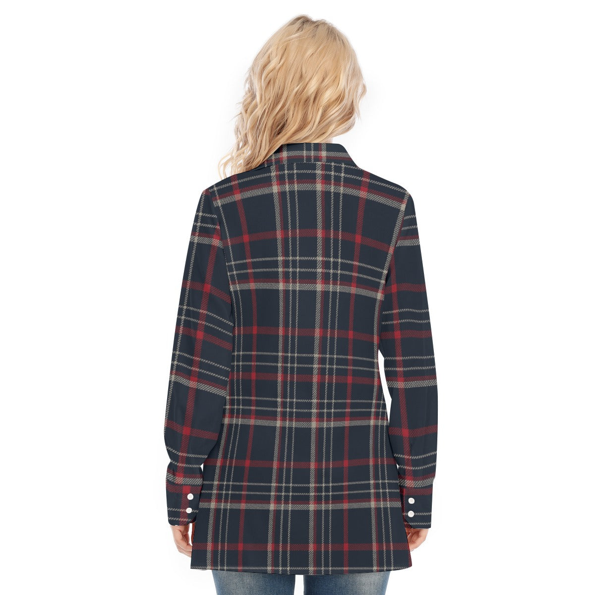 navy gray plaid women game day shirt
