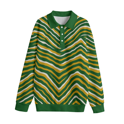 Green Bay football zebra Unisex Lapel Collar Sweater – fan gear, casual fan outfit, image 1.0