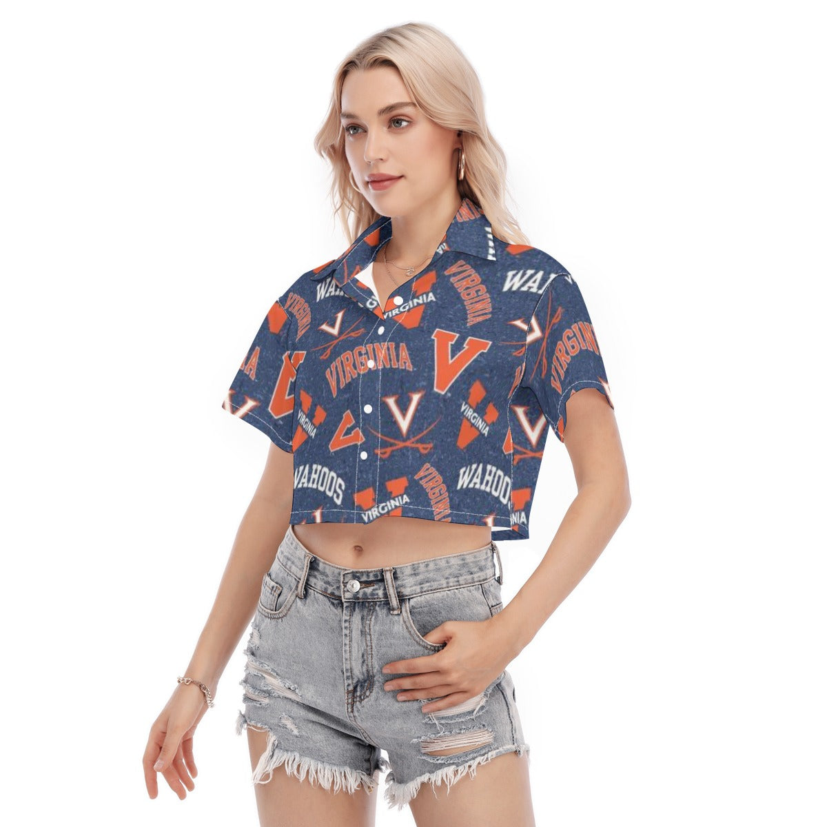Virginia Cavaliers Women's Cropped Shirt White sports streetwear apparel