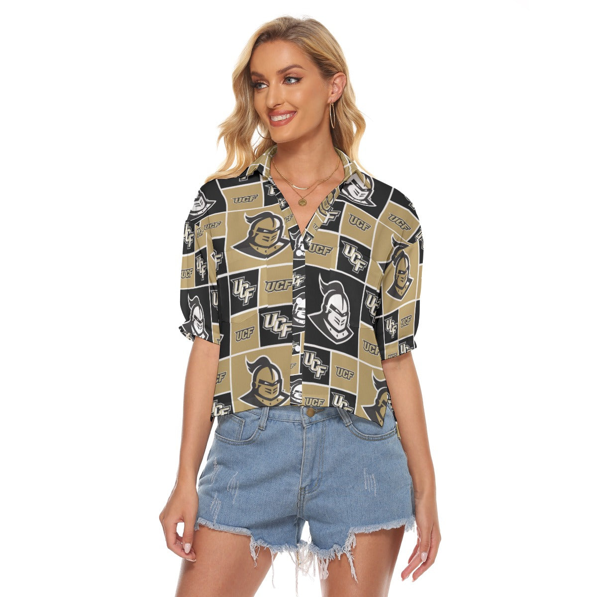 Central Florida - Knights Women's V-neck Shirts White varsity game day apparel