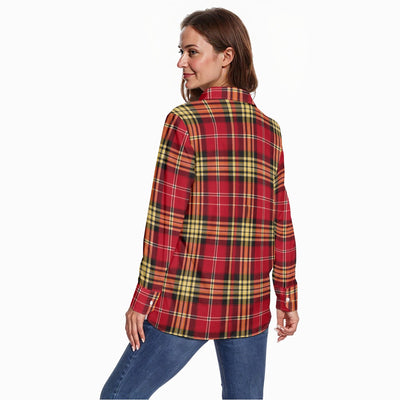 White Smoke San Francisco Football Plaid Women's Long Sleeve Shirt Game Day Streetwear Top