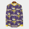 Minnesota Vikings Men's Stand Collar Shirt With Long Sleeve|110GSM Imitation Flax purple gold football outfit back view