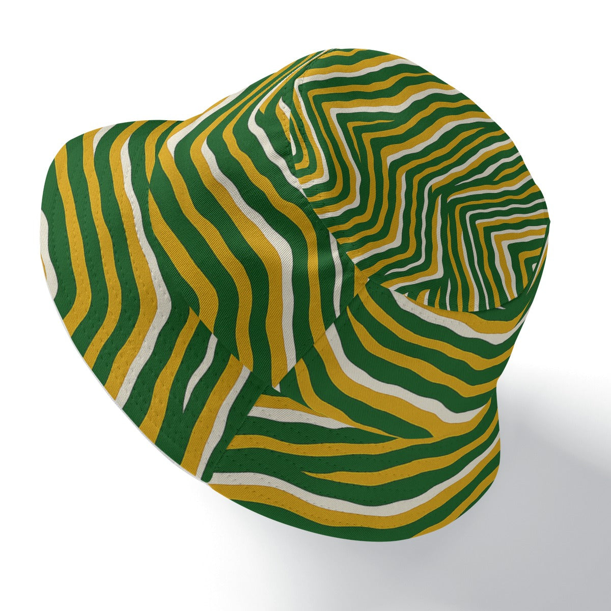 White Smoke Green Bay Football Yellow Green Zebra Double-Side Printing Bucket Hat – Game Day Streetwear