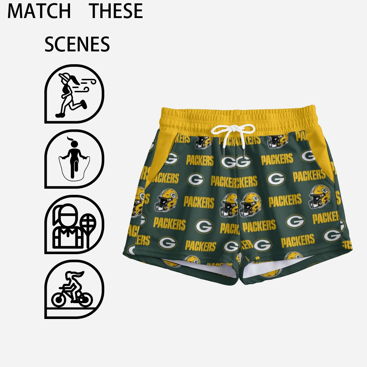 Green Bay Packers Women's Casual Shorts streetwear fashion product image 3