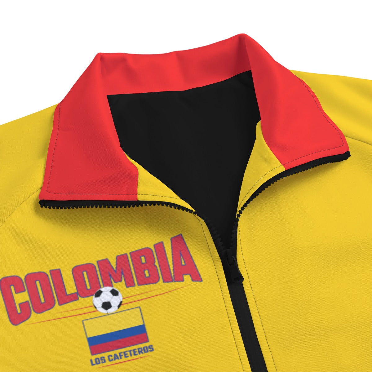 Goldenrod Colombia Football Track Jacket – Retro National Style Zip-Up Jacket