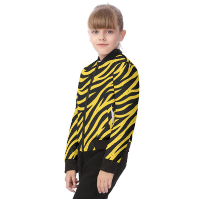 White Smoke Pittsburgh Football Yellow Black Zebra Kid's Bomber Jacket