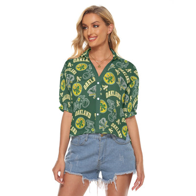 Oakland Athletics Women's V-neck Shirts oakland athletics baseball fan apparel game day outfit