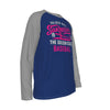 White Smoke Golden Gate San Francisco Raglan Long Sleeve Shirt – Navy Blue and Gray Baseball Style