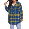 West Virginia Mountaineers Tartan Plaid Blue Gold Women's Shirt With Long Sleeve(Plus Size)