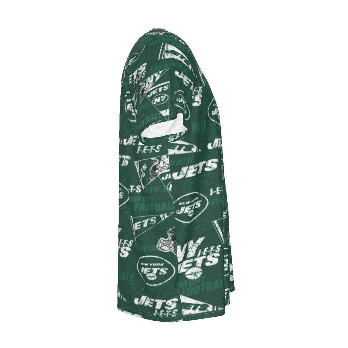 new-york-jets-short-sleeve-t-shirt green white football outfit fabric close-up