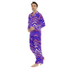 White Smoke Buffalo football Men's Lapel Pajama Set – Red Blue White Zebra Game Day Style