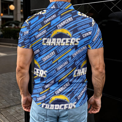 los-angeles-chargers-mens-polo-shirt powder blue yellow football fabric breathable detail