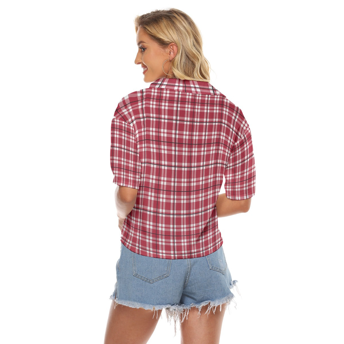 Alabama Crimson Tide Tartan Plaid Crimson White Women's V-neck Shirts
